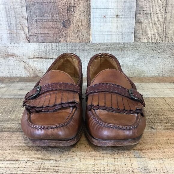 Allen‎ Edmonds Brown Leather Meghan Kiltie Buckle Loafers Men\'s 10.5 C VTG 80s main image 4